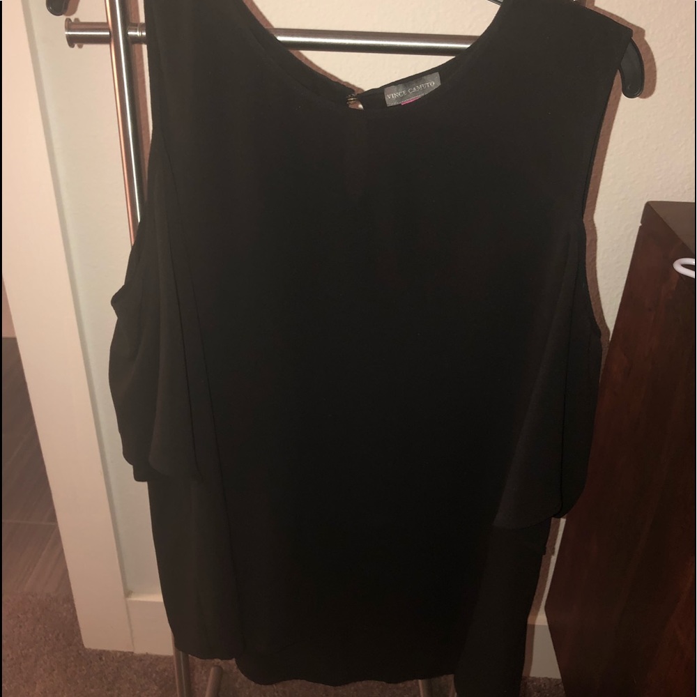 Vince Camuto Black Cold Shoulder Blouse